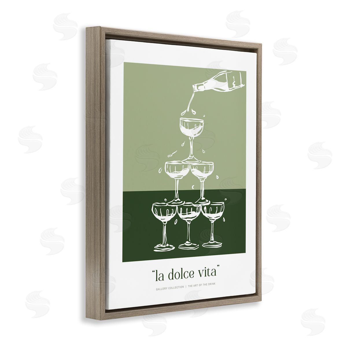 Lettered and Lined Green Champagne Tower Canvas Wall Art Print