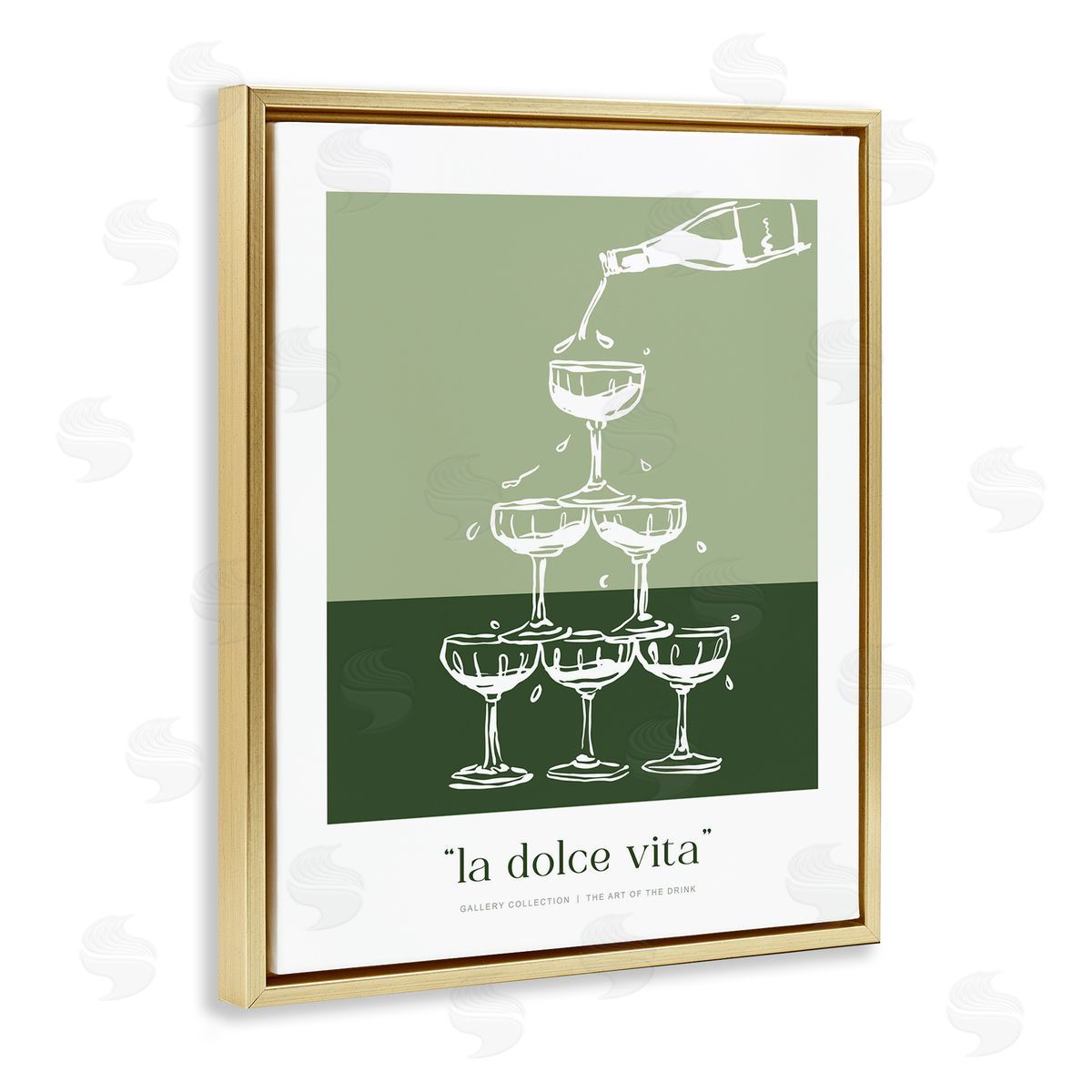 Lettered and Lined Green Champagne Tower Canvas Wall Art Print