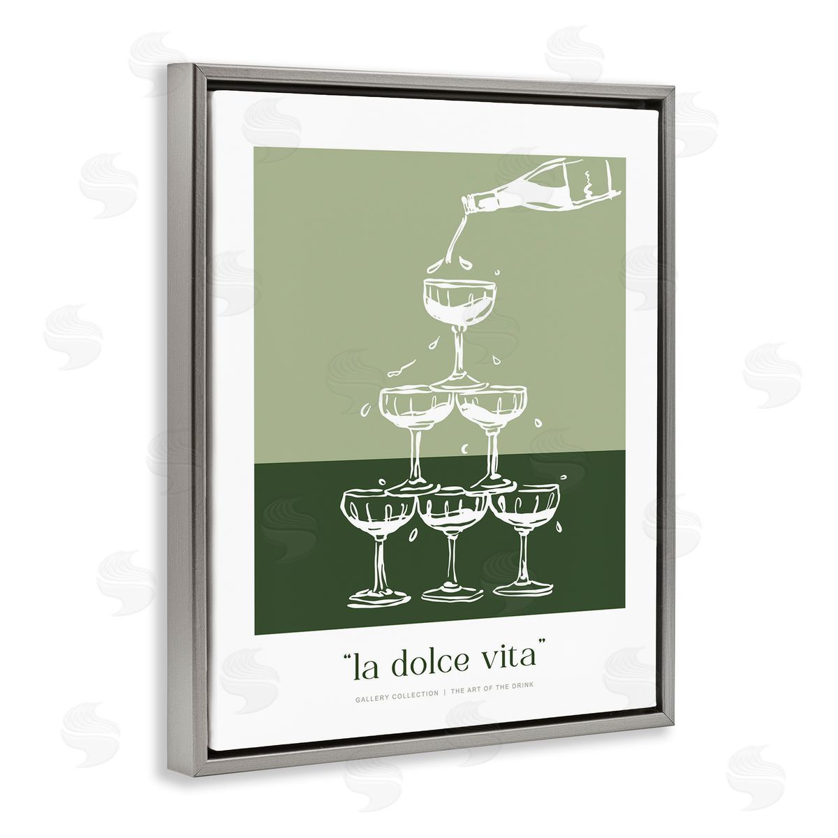 Lettered and Lined Green Champagne Tower Canvas Wall Art Print