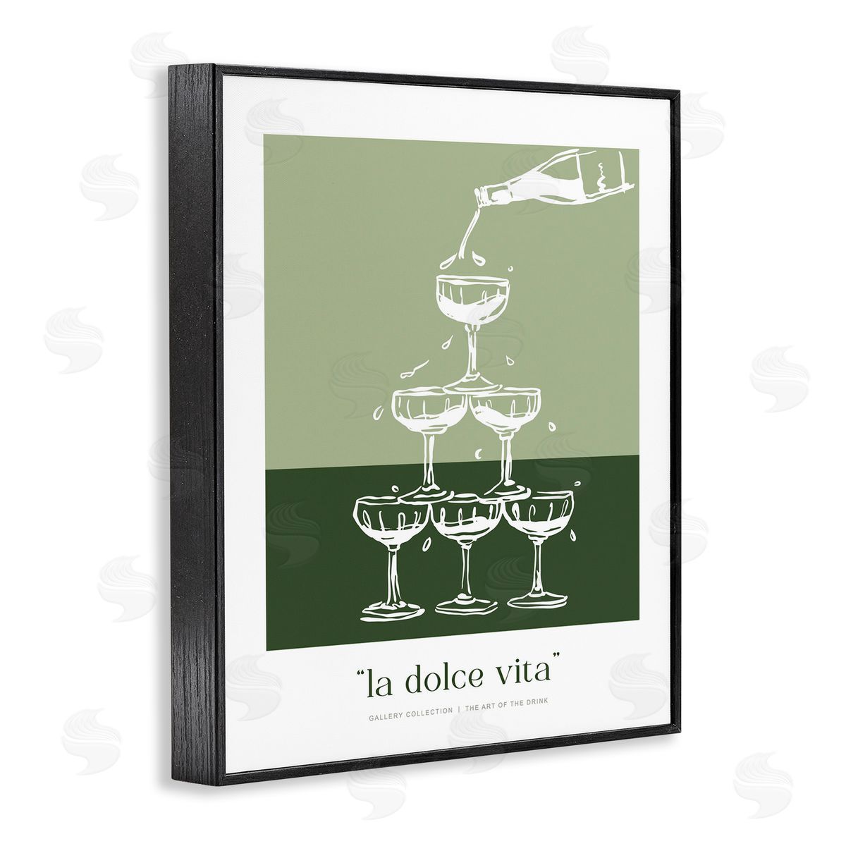Lettered and Lined Green Champagne Tower Canvas Wall Art Print