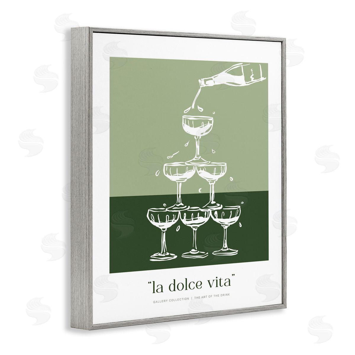 Lettered and Lined Green Champagne Tower Canvas Wall Art Print