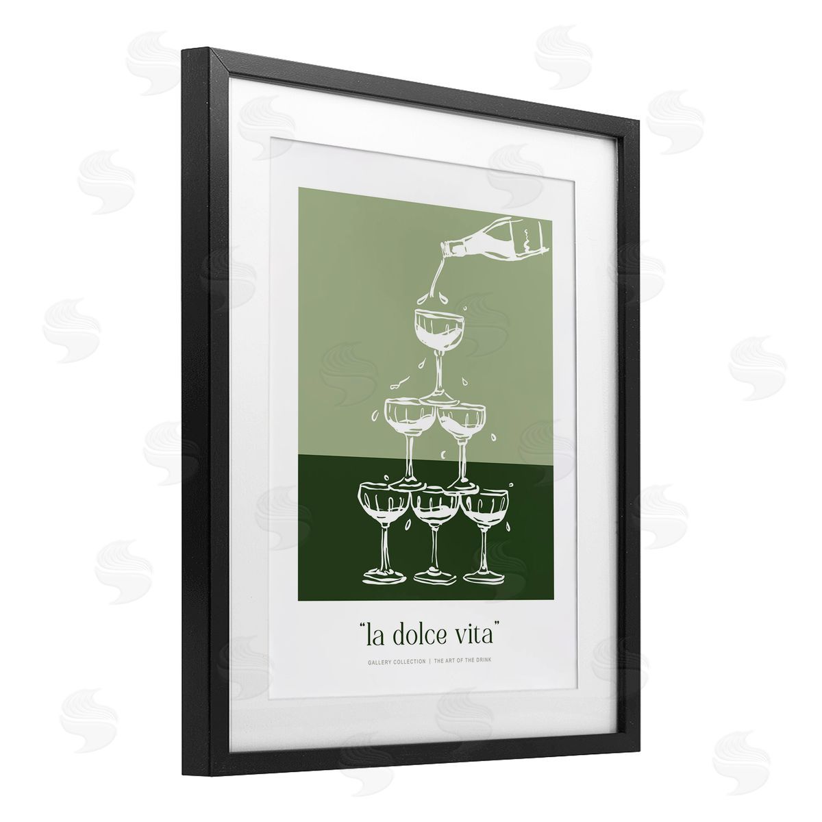 Lettered and Lined Green Champagne Tower Canvas Wall Art Print