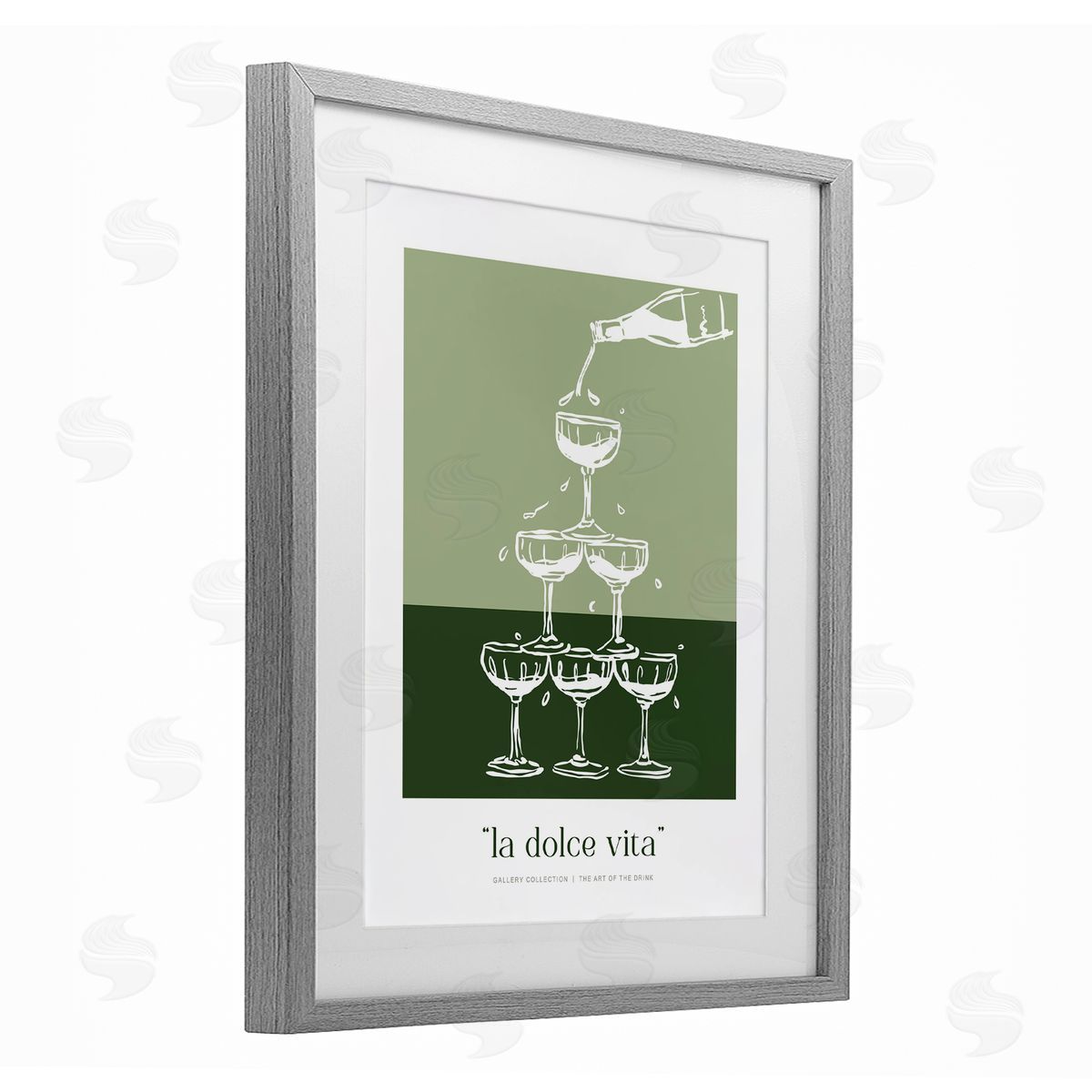 Lettered and Lined Green Champagne Tower Canvas Wall Art Print