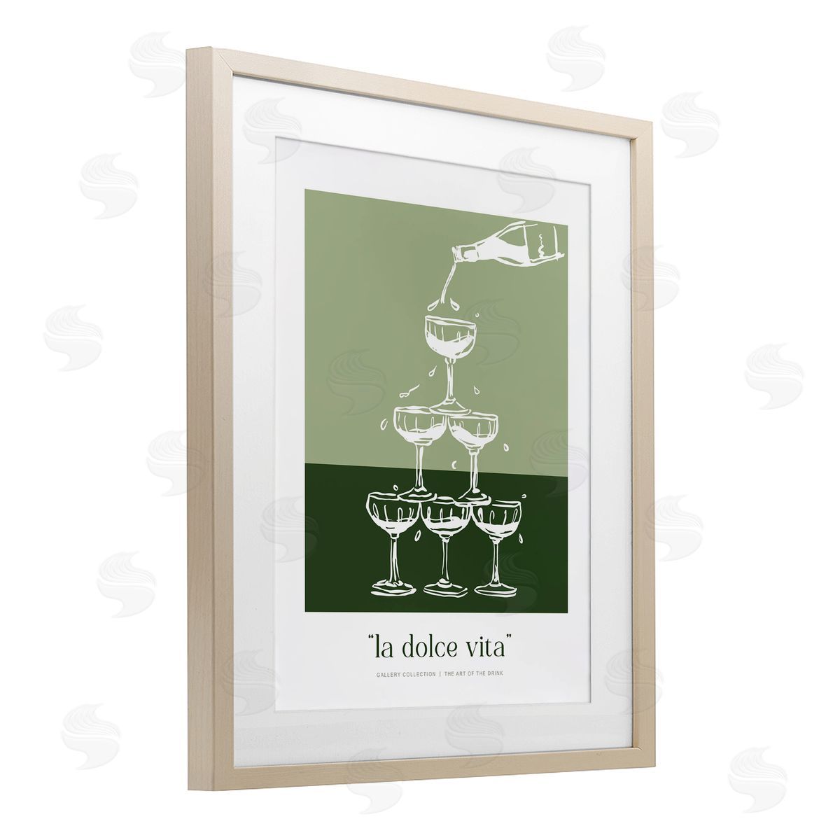 Lettered and Lined Green Champagne Tower Canvas Wall Art Print
