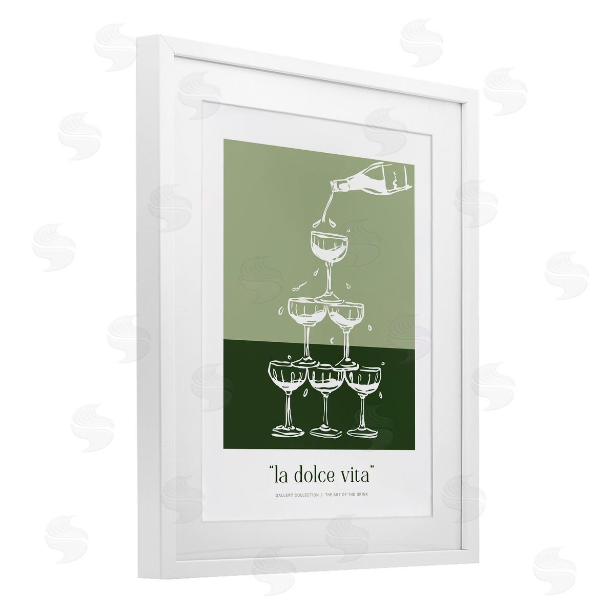 Lettered and Lined Green Champagne Tower Canvas Wall Art Print