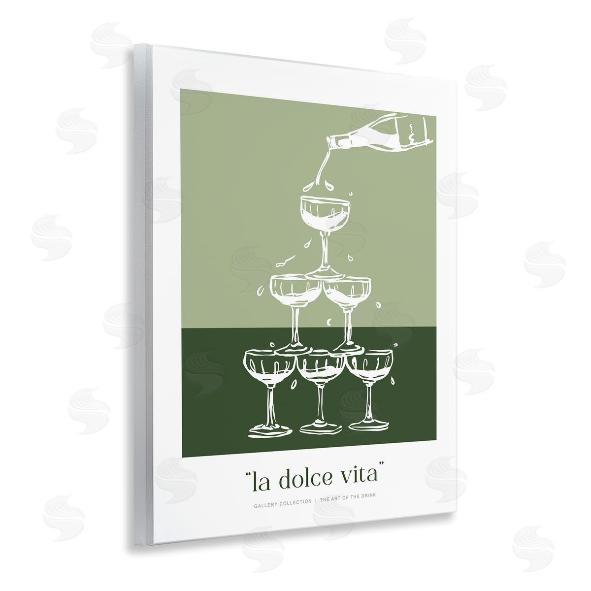 Lettered and Lined Green Champagne Tower Canvas Wall Art Print