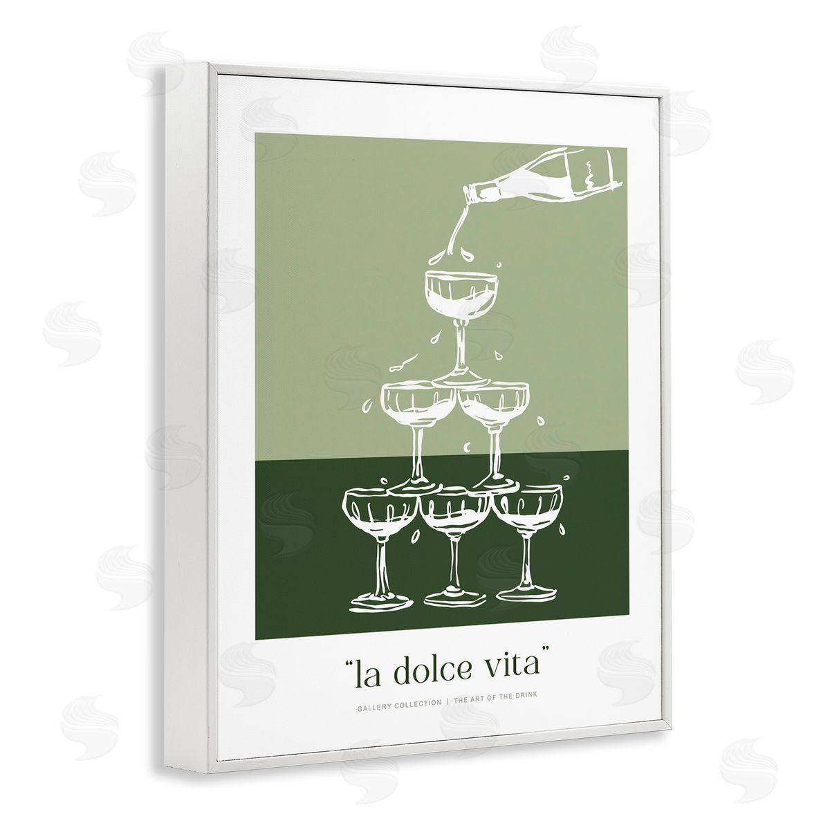 Lettered and Lined Green Champagne Tower Canvas Wall Art Print