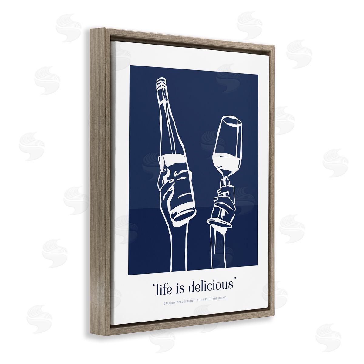 Lettered and Lined Navy Life Is Delicious Canvas Wall Art Print
