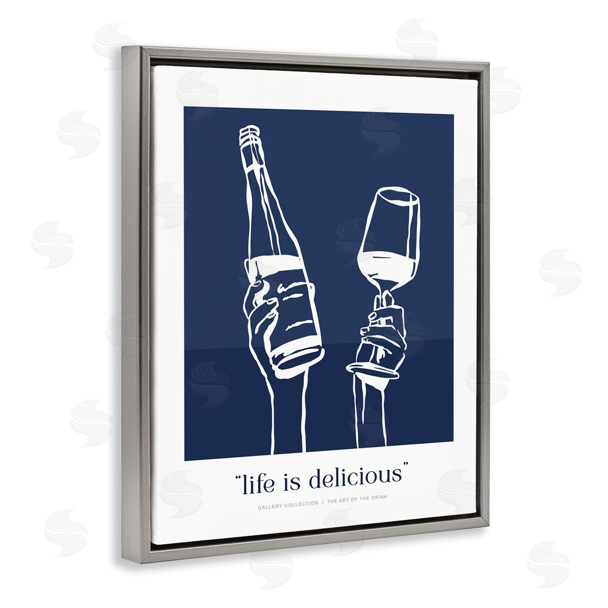 Lettered and Lined Navy Life Is Delicious Canvas Wall Art Print