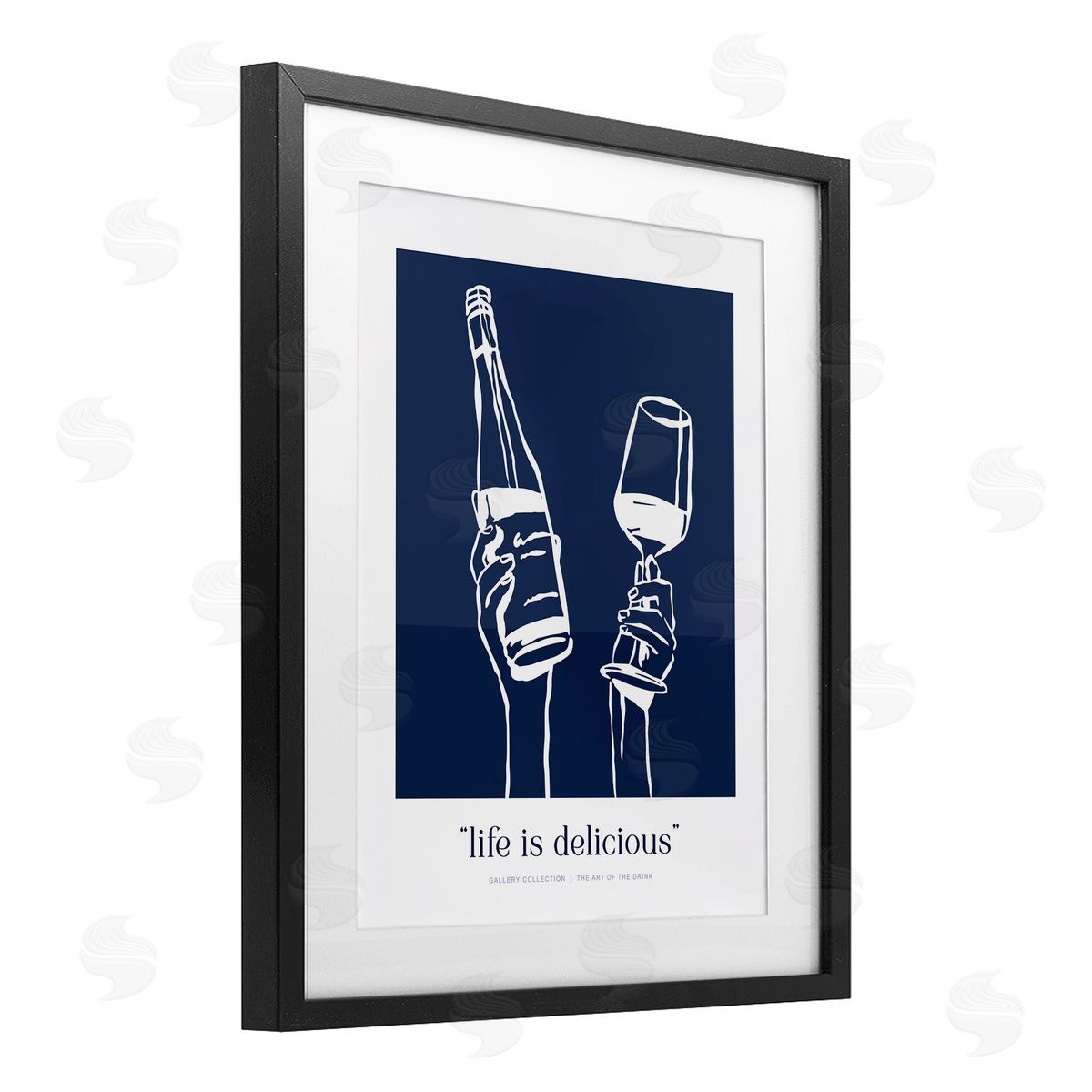 Lettered and Lined Navy Life Is Delicious Canvas Wall Art Print