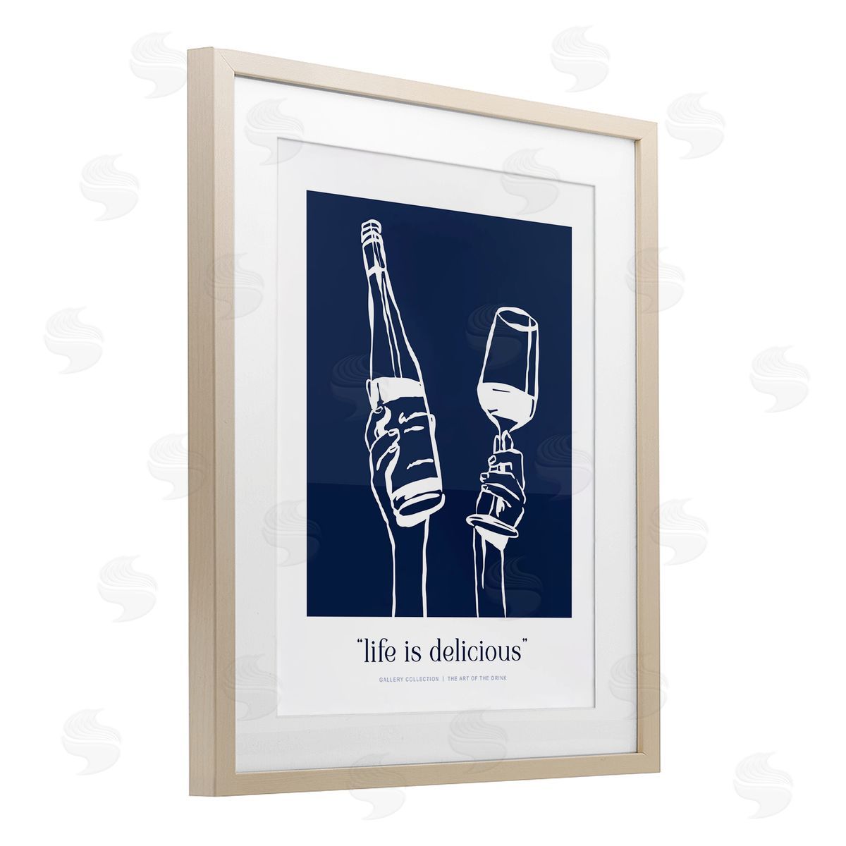 Lettered and Lined Navy Life Is Delicious Canvas Wall Art Print