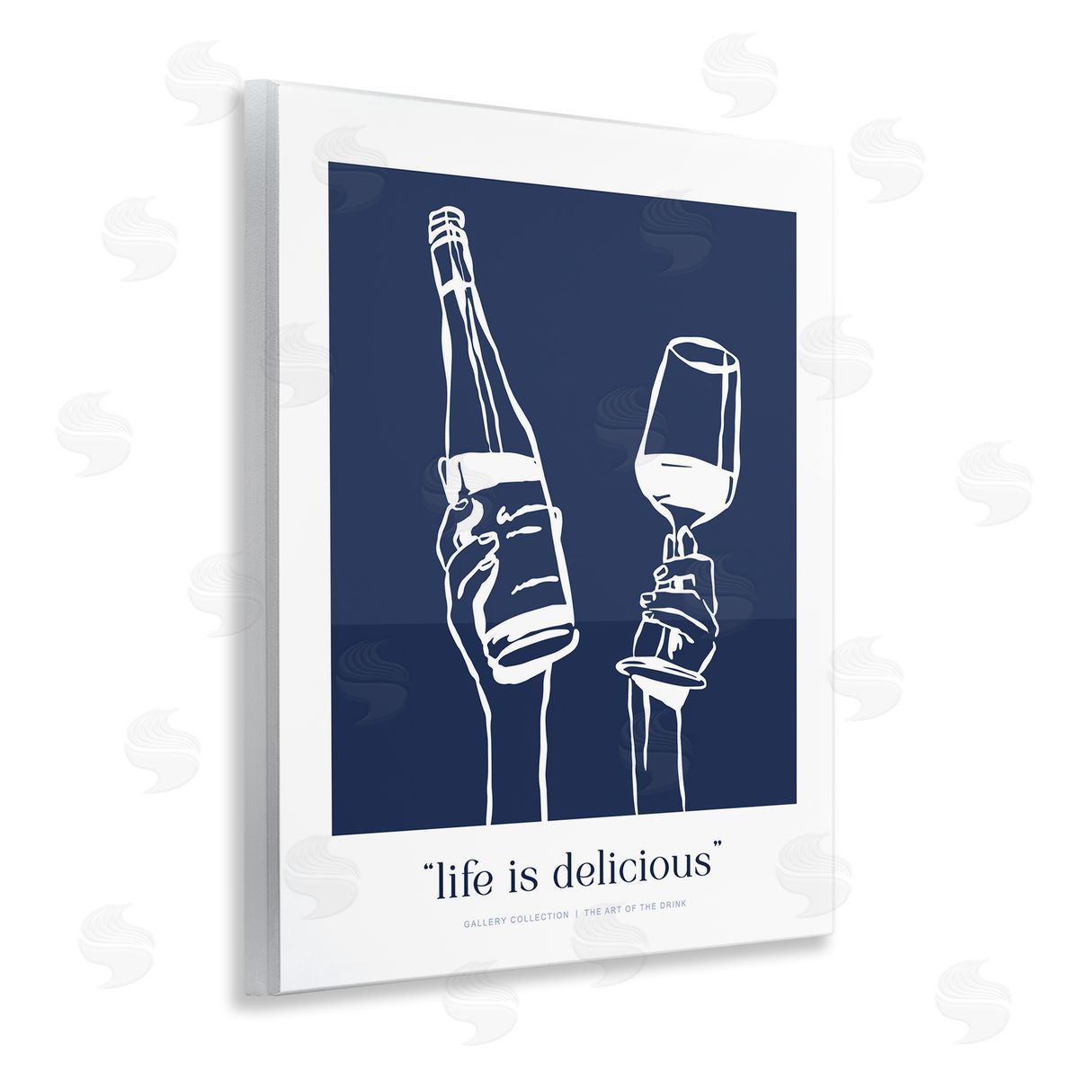 Lettered and Lined Navy Life Is Delicious Canvas Wall Art Print