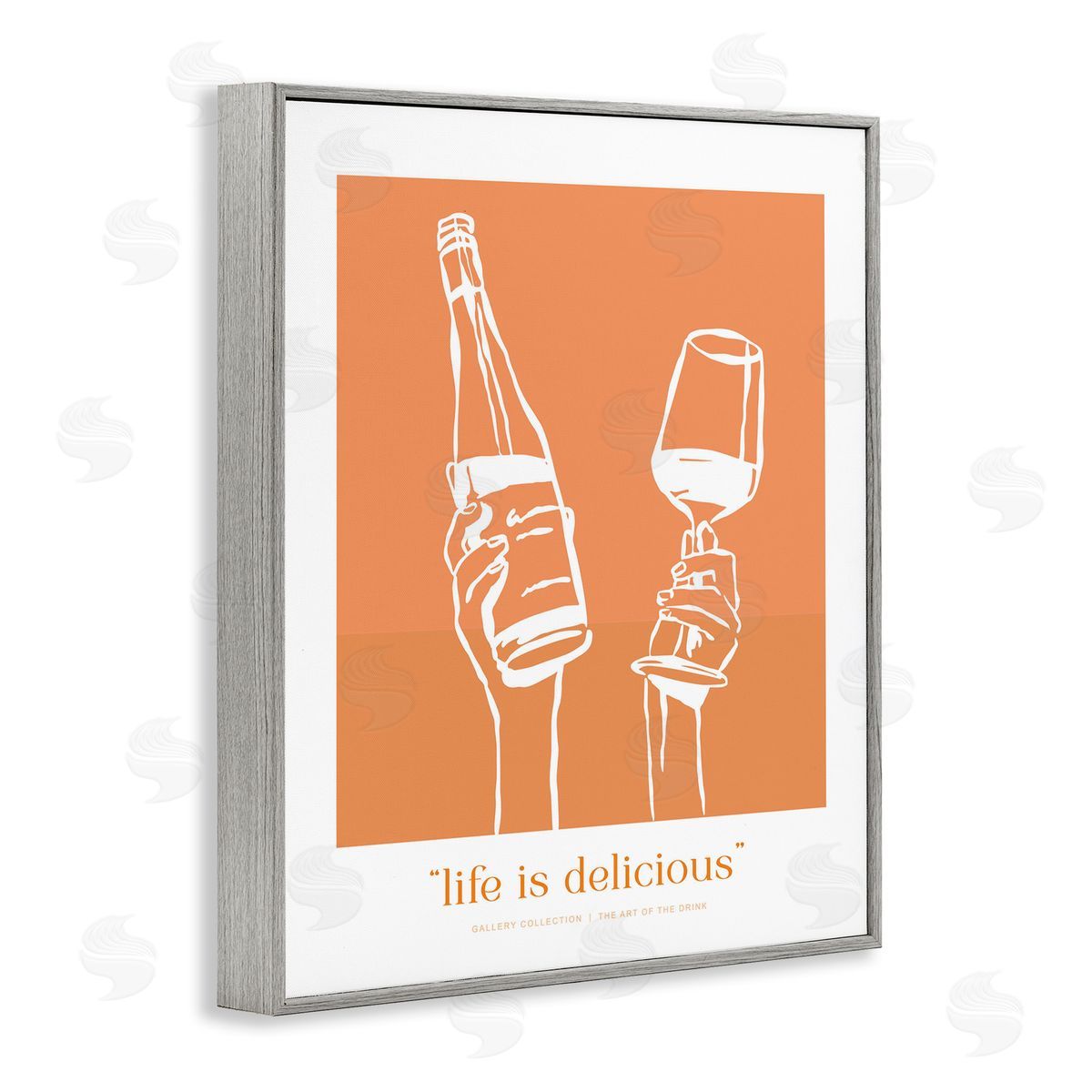 Lettered and Lined Orange Life Is Delicious Canvas Wall Art Print