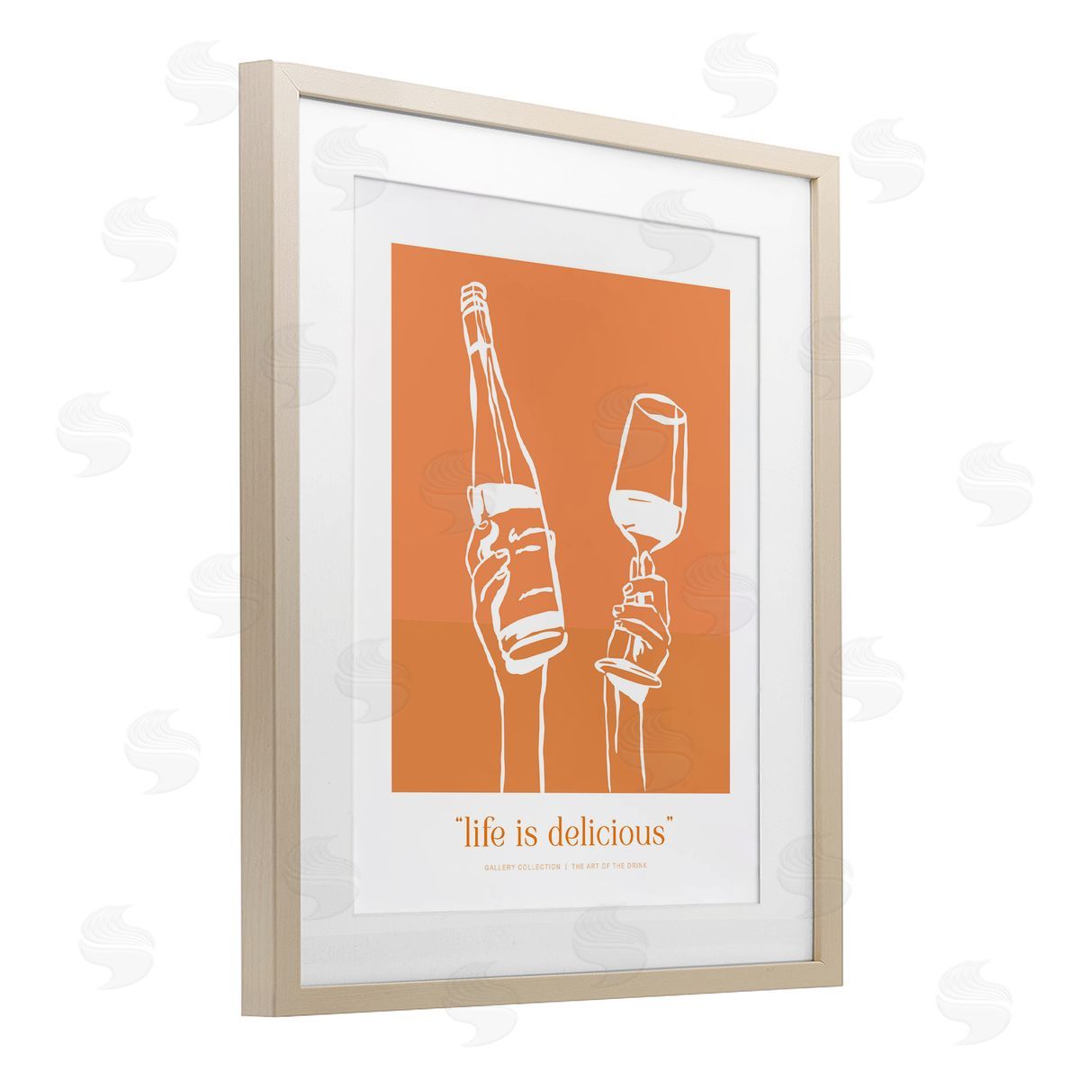 Lettered and Lined Orange Life Is Delicious Canvas Wall Art Print