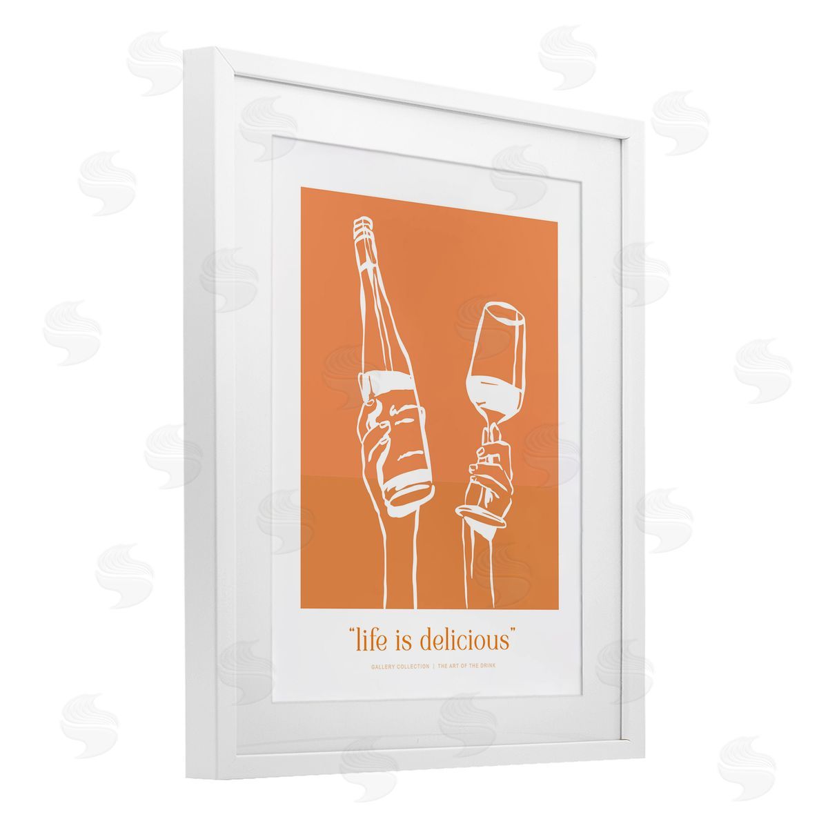 Lettered and Lined Orange Life Is Delicious Canvas Wall Art Print