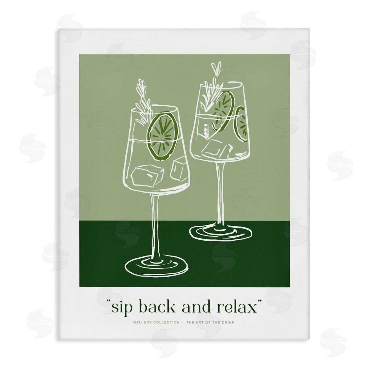 Lettered and Lined Sit Back & Relax Green Canvas Wall Art Print