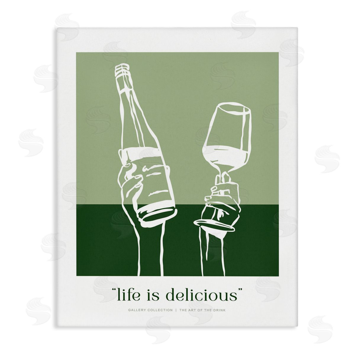 Lettered and Lined Green Life Is Delicious Canvas Wall Art Print