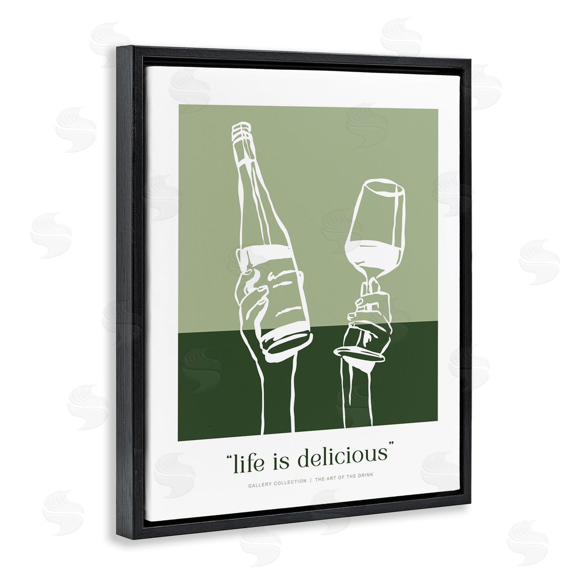 Lettered and Lined Green Life Is Delicious Canvas Wall Art Print