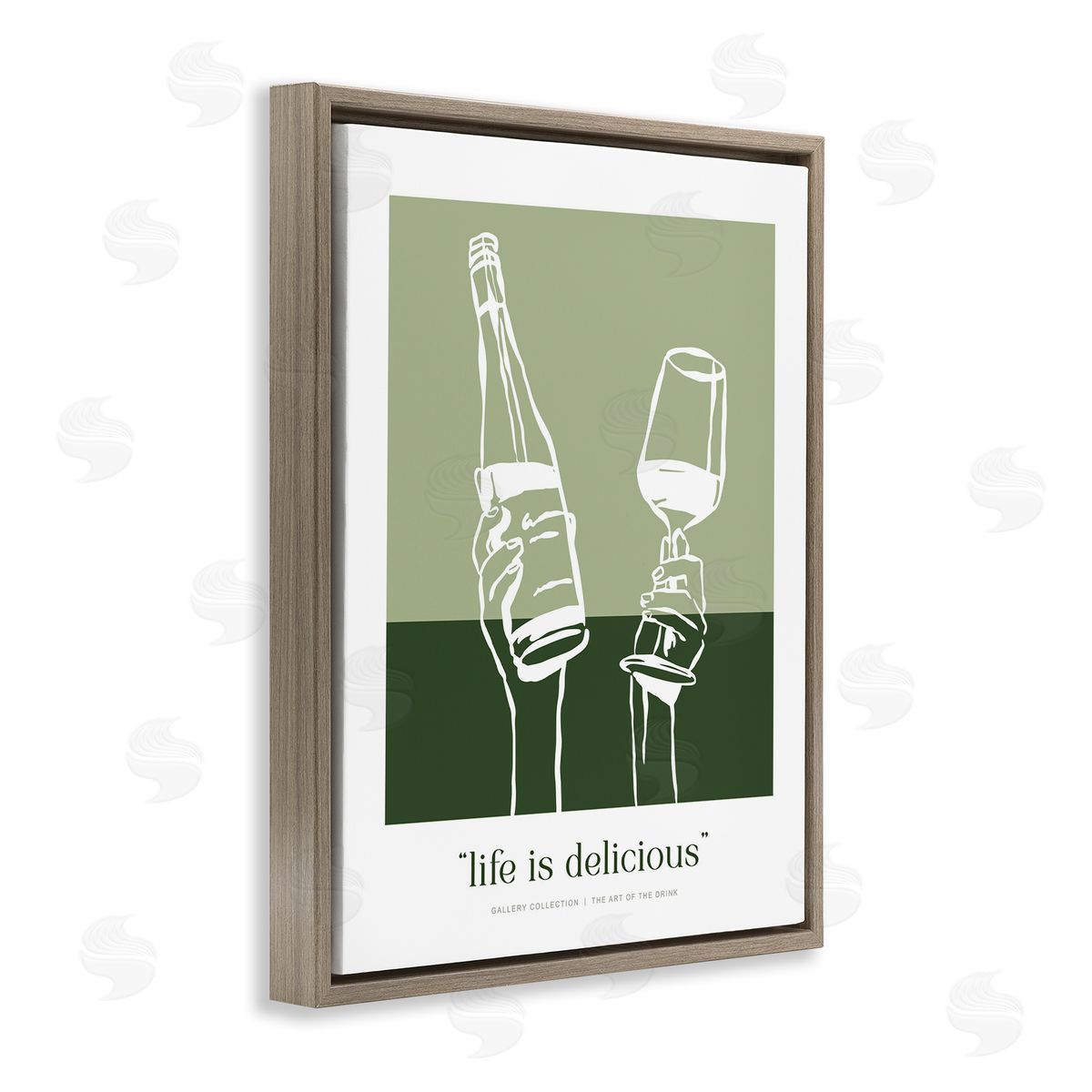 Lettered and Lined Green Life Is Delicious Canvas Wall Art Print