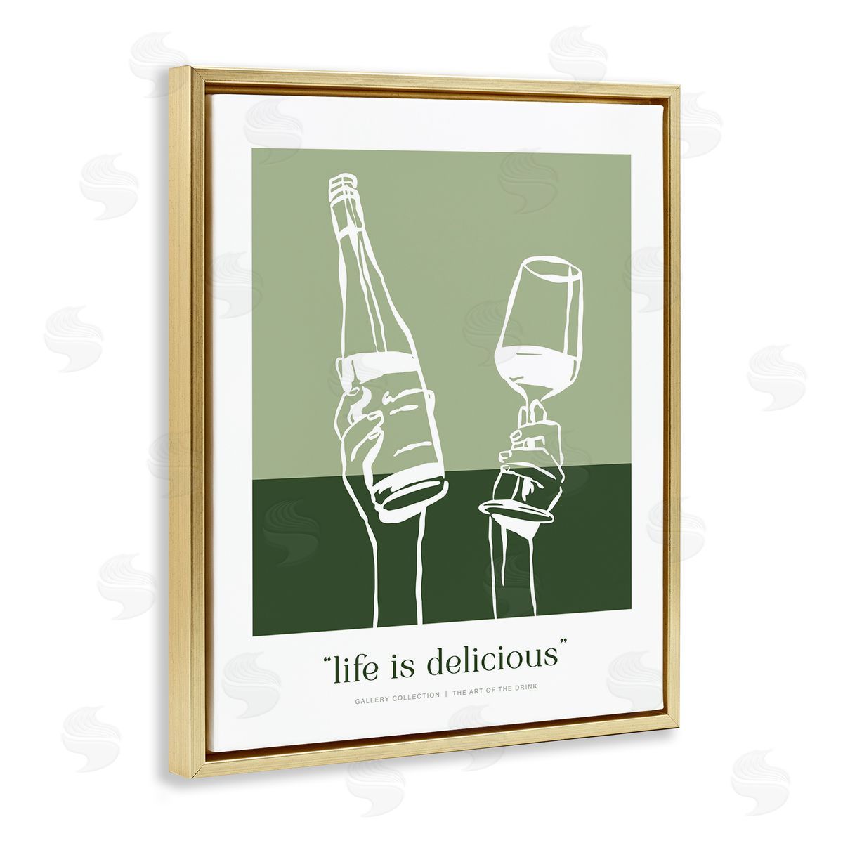 Lettered and Lined Green Life Is Delicious Canvas Wall Art Print