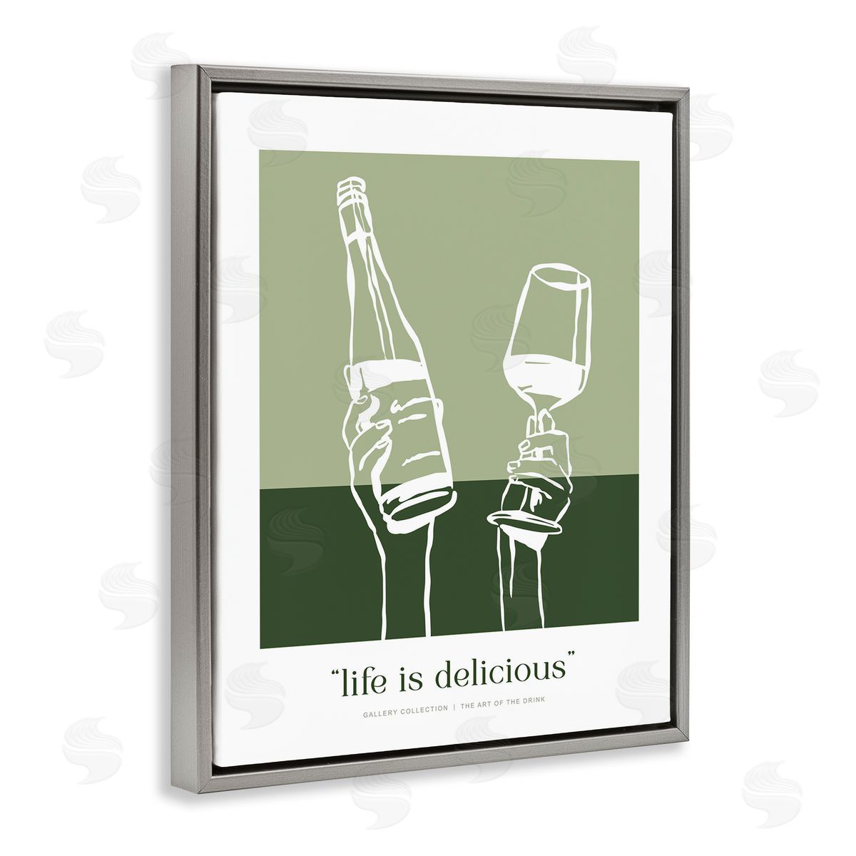 Lettered and Lined Green Life Is Delicious Canvas Wall Art Print