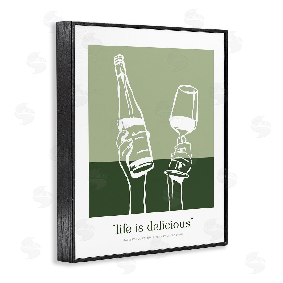 Lettered and Lined Green Life Is Delicious Canvas Wall Art Print