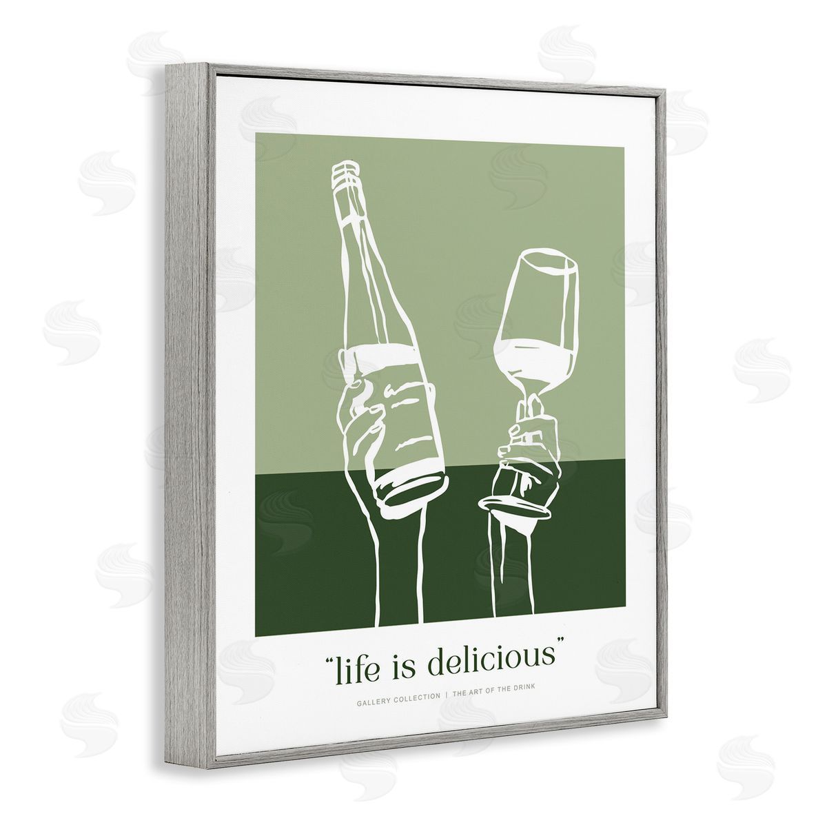 Lettered and Lined Green Life Is Delicious Canvas Wall Art Print