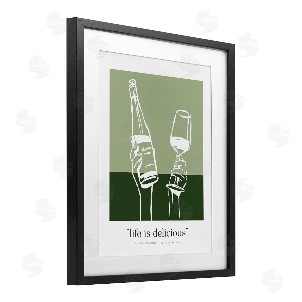 Lettered and Lined Green Life Is Delicious Canvas Wall Art Print
