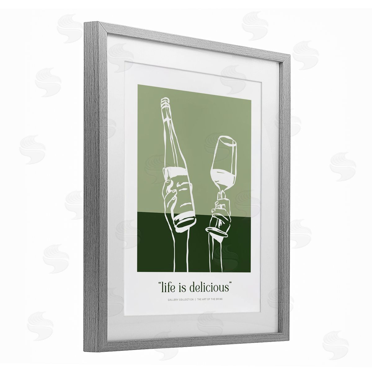 Lettered and Lined Green Life Is Delicious Canvas Wall Art Print