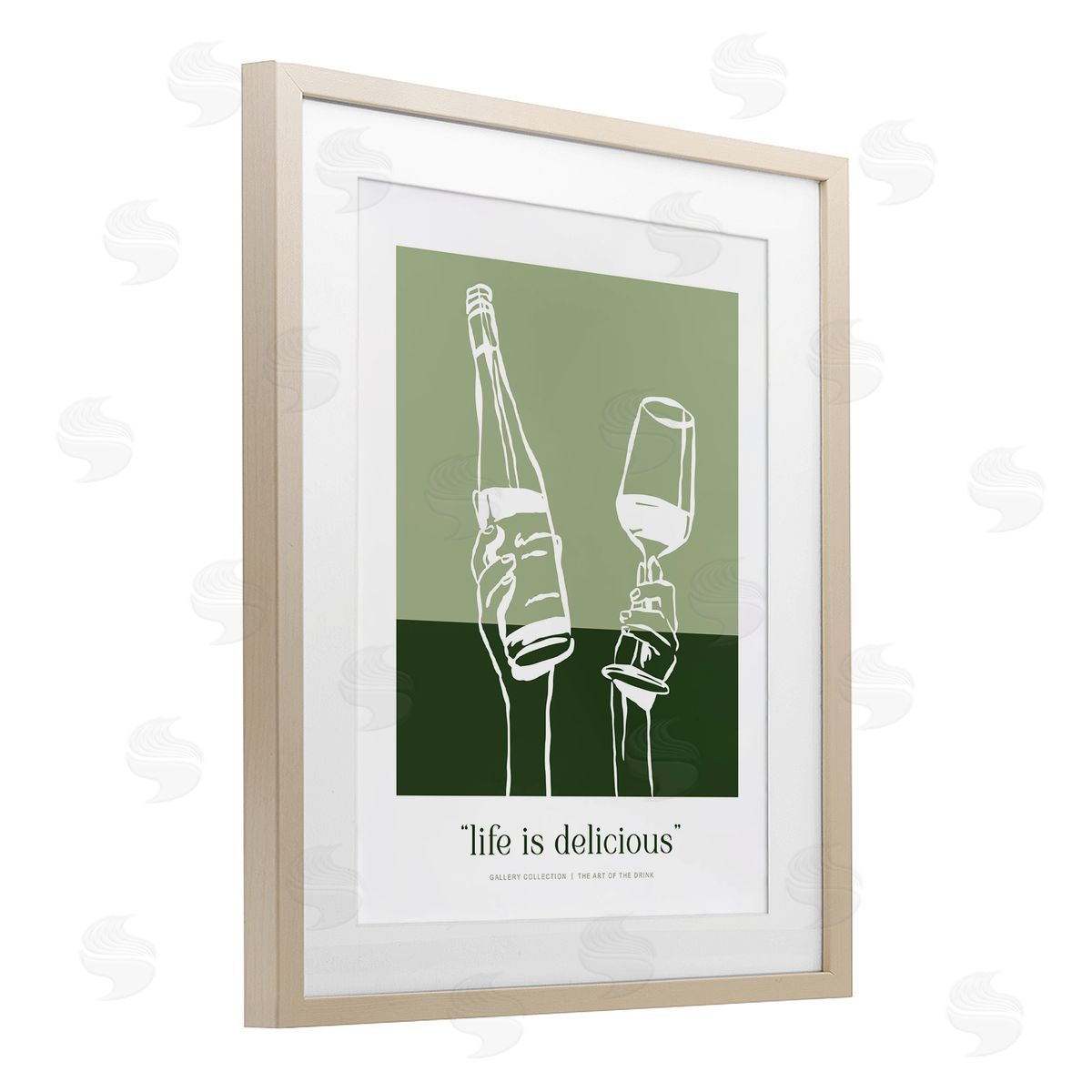 Lettered and Lined Green Life Is Delicious Canvas Wall Art Print