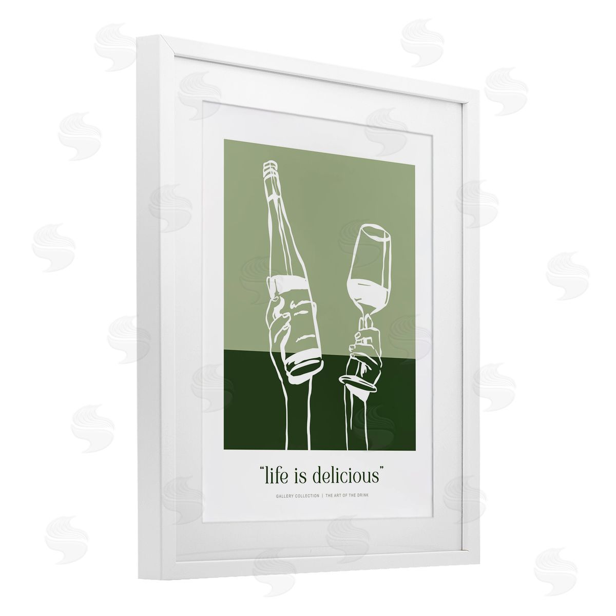 Lettered and Lined Green Life Is Delicious Canvas Wall Art Print