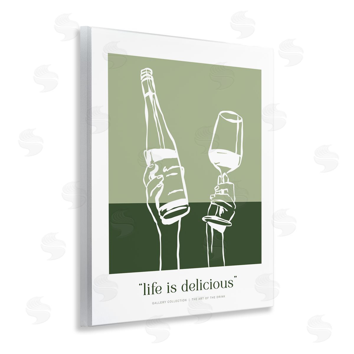 Lettered and Lined Green Life Is Delicious Canvas Wall Art Print