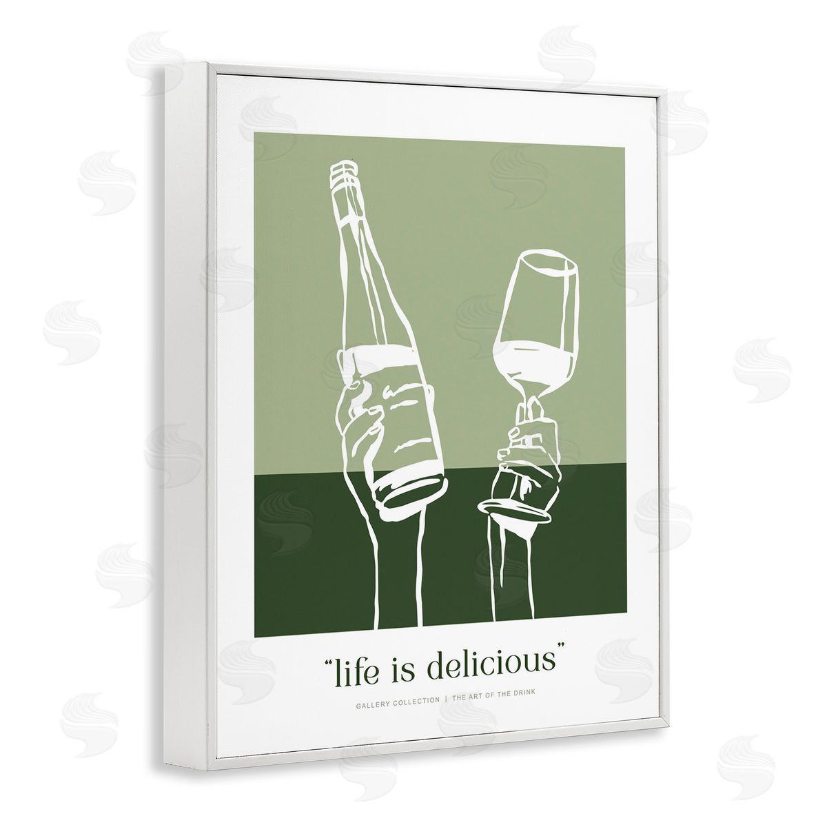 Lettered and Lined Green Life Is Delicious Canvas Wall Art Print