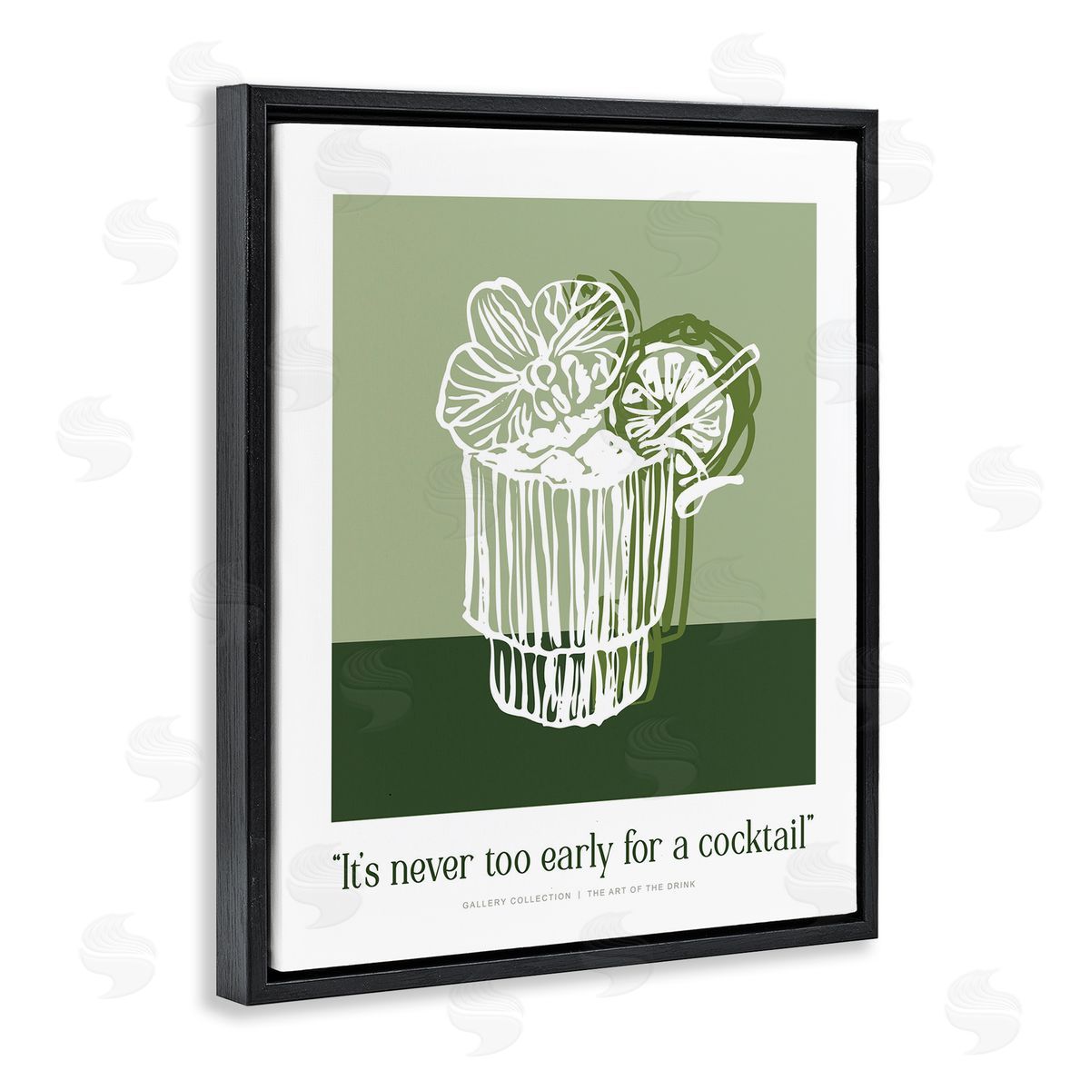 Lettered and Lined Green Never Too Early Cocktail Canvas Wall Art Print
