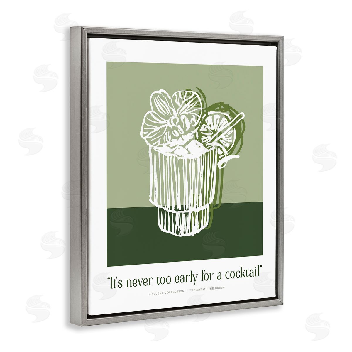 Lettered and Lined Green Never Too Early Cocktail Canvas Wall Art Print