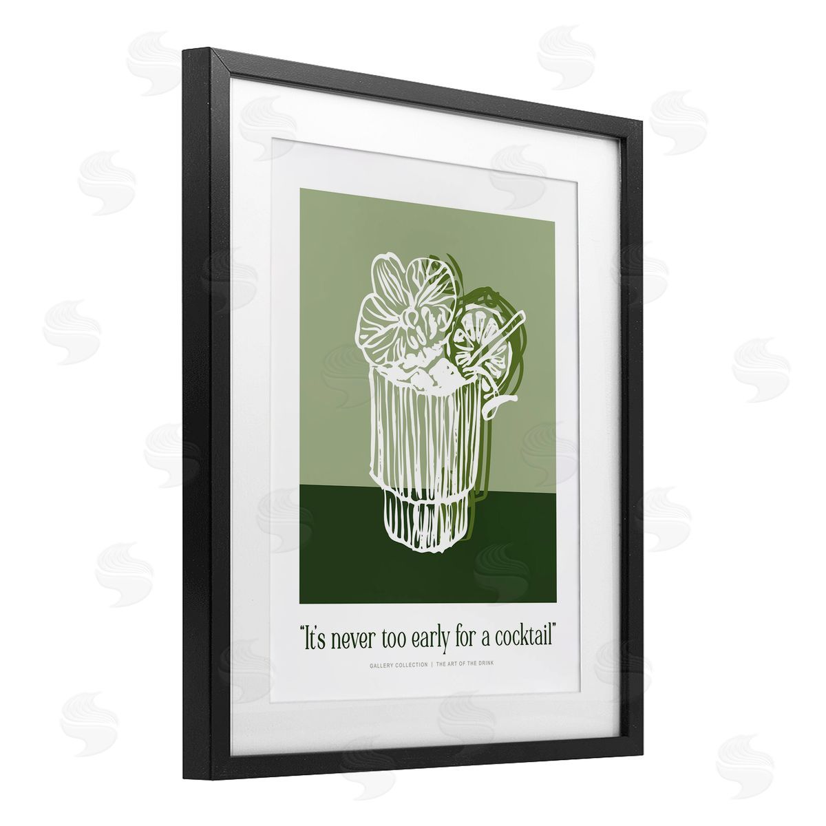 Lettered and Lined Green Never Too Early Cocktail Canvas Wall Art Print