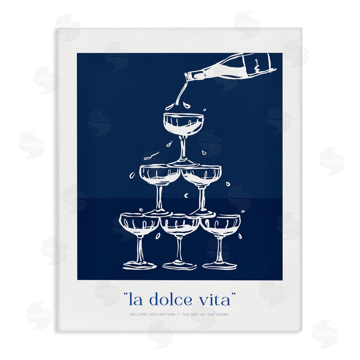 Lettered and Lined Navy Champagne Tower Canvas Wall Art Print