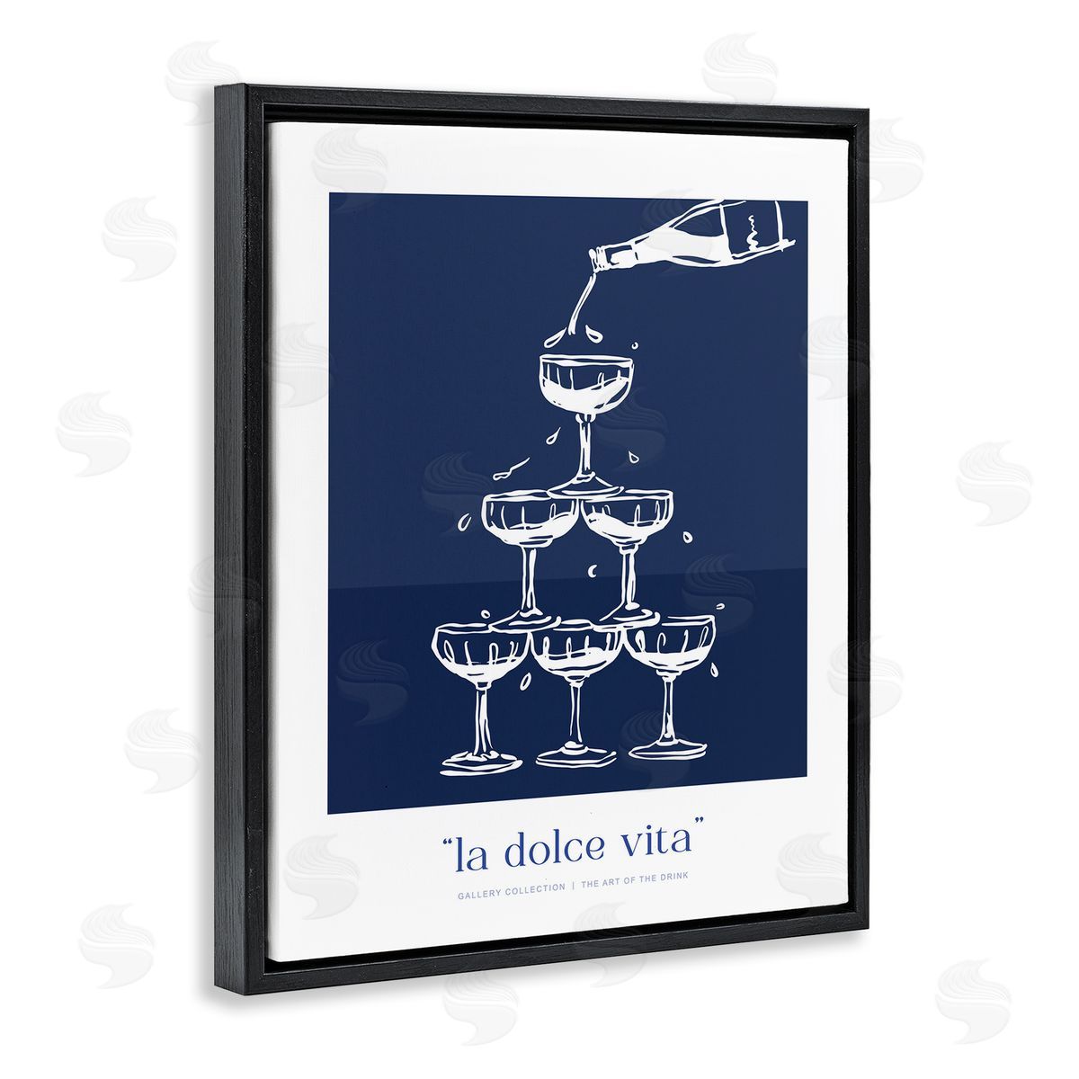 Lettered and Lined Navy Champagne Tower Canvas Wall Art Print