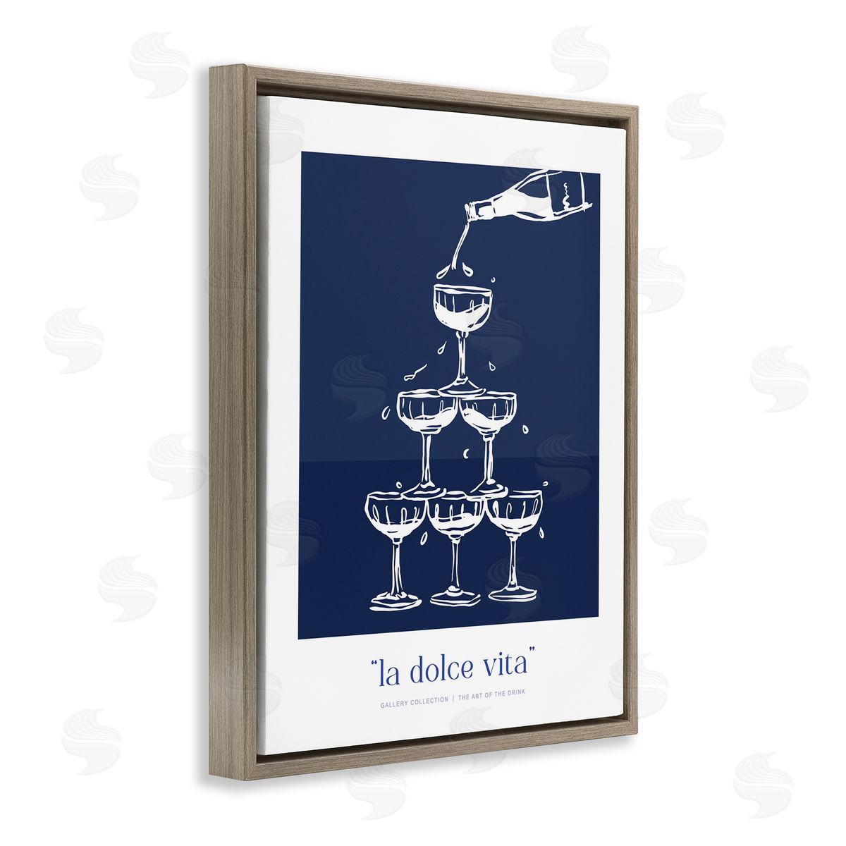 Lettered and Lined Navy Champagne Tower Canvas Wall Art Print