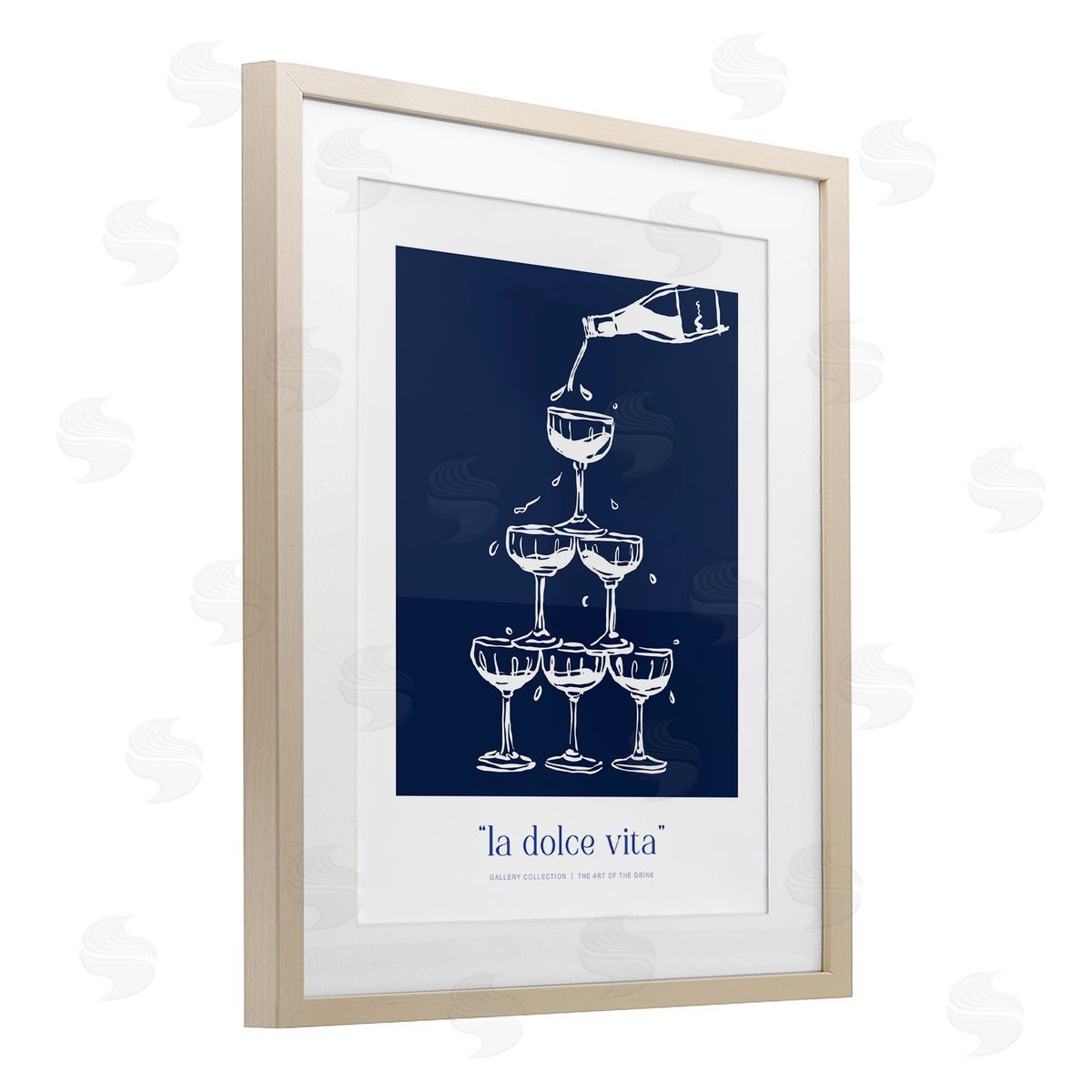 Lettered and Lined Navy Champagne Tower Canvas Wall Art Print