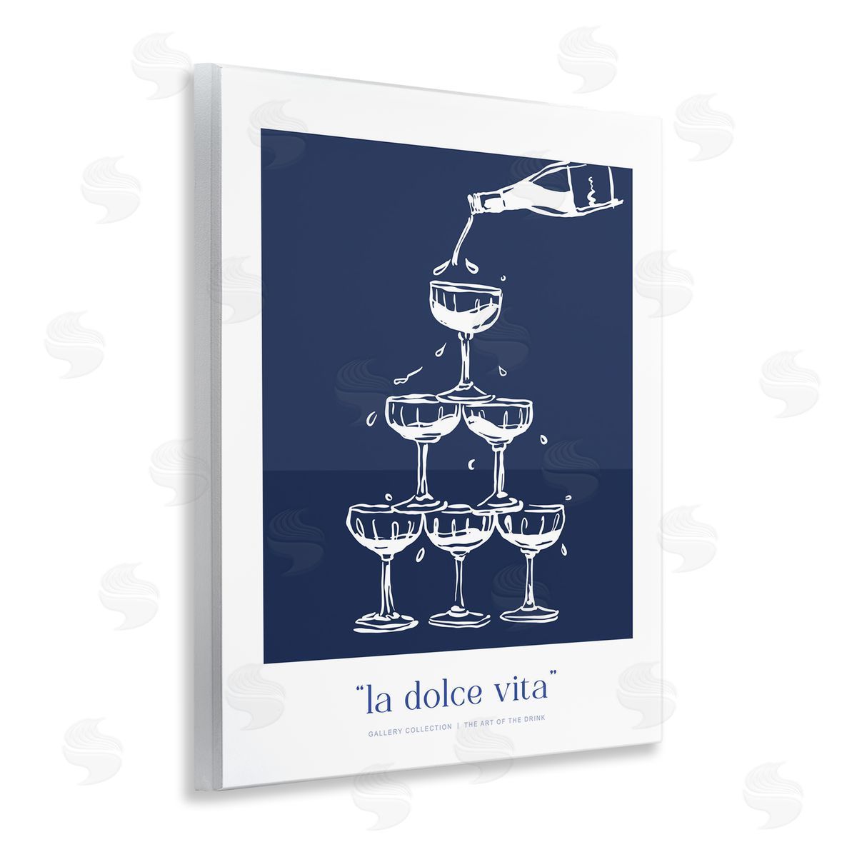 Lettered and Lined Navy Champagne Tower Canvas Wall Art Print