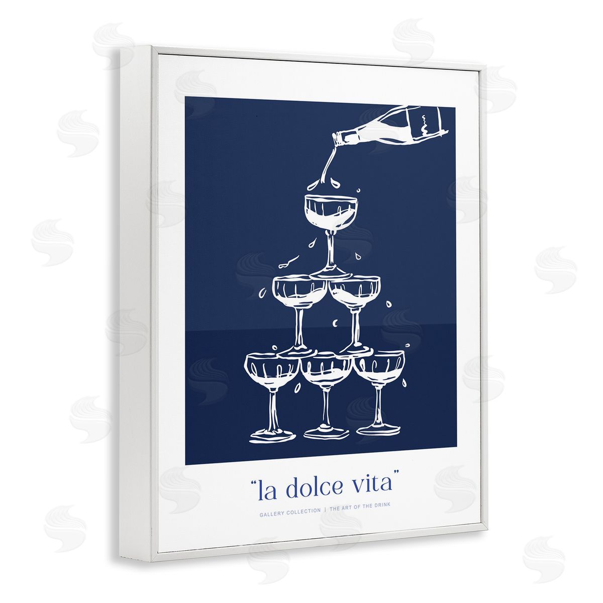 Lettered and Lined Navy Champagne Tower Canvas Wall Art Print