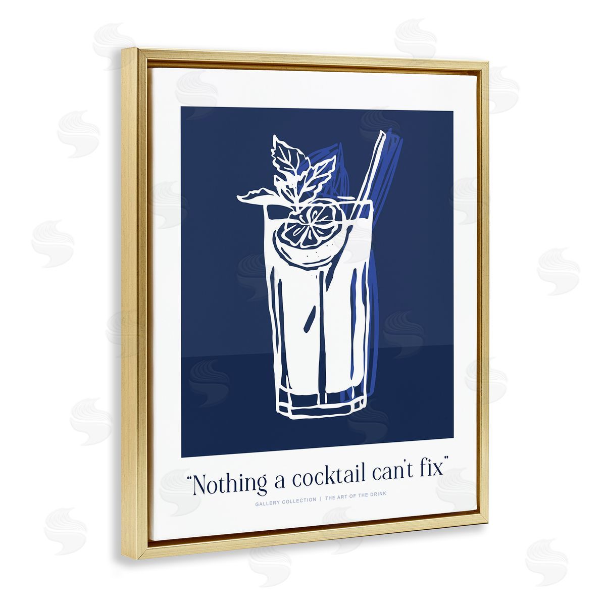 Lettered and Lined Nothing Cocktail Can't Fix Navy Canvas Wall Art Print