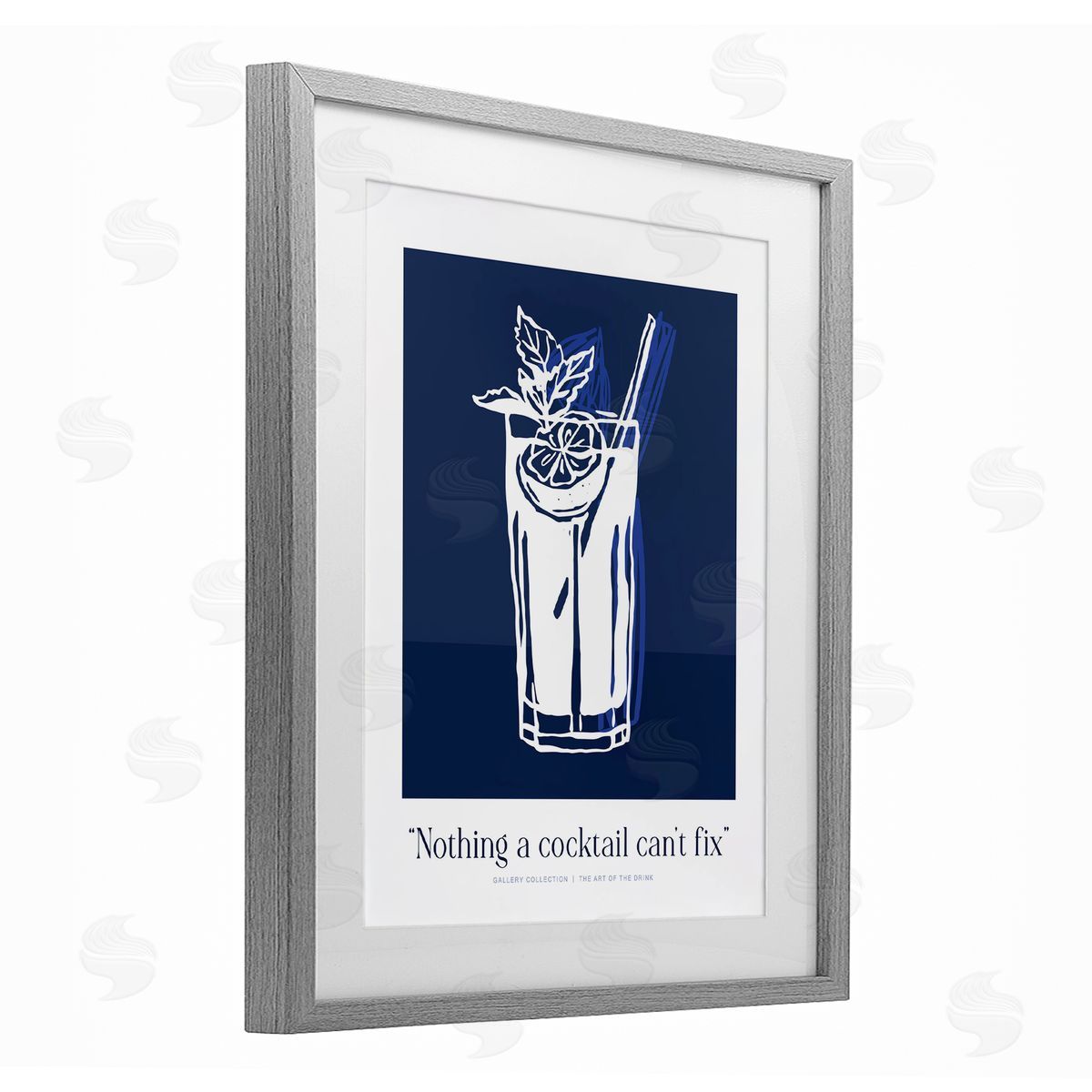 Lettered and Lined Nothing Cocktail Can't Fix Navy Canvas Wall Art Print