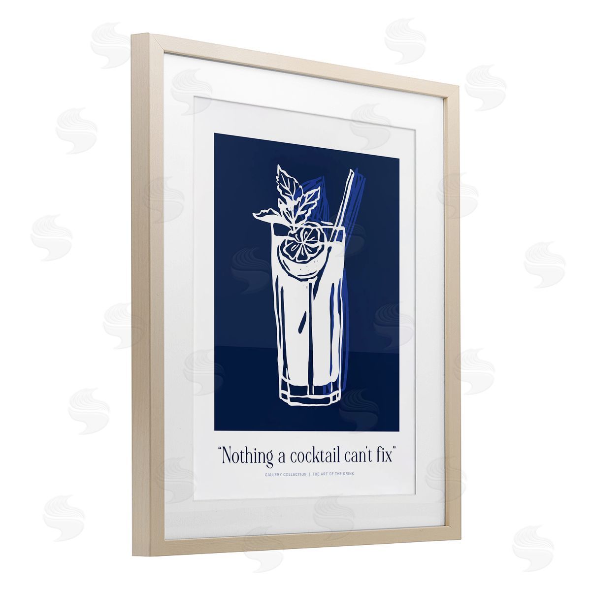 Lettered and Lined Nothing Cocktail Can't Fix Navy Canvas Wall Art Print