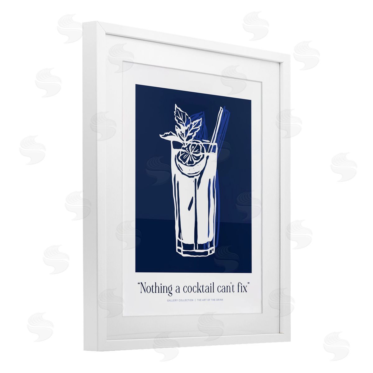 Lettered and Lined Nothing Cocktail Can't Fix Navy Canvas Wall Art Print