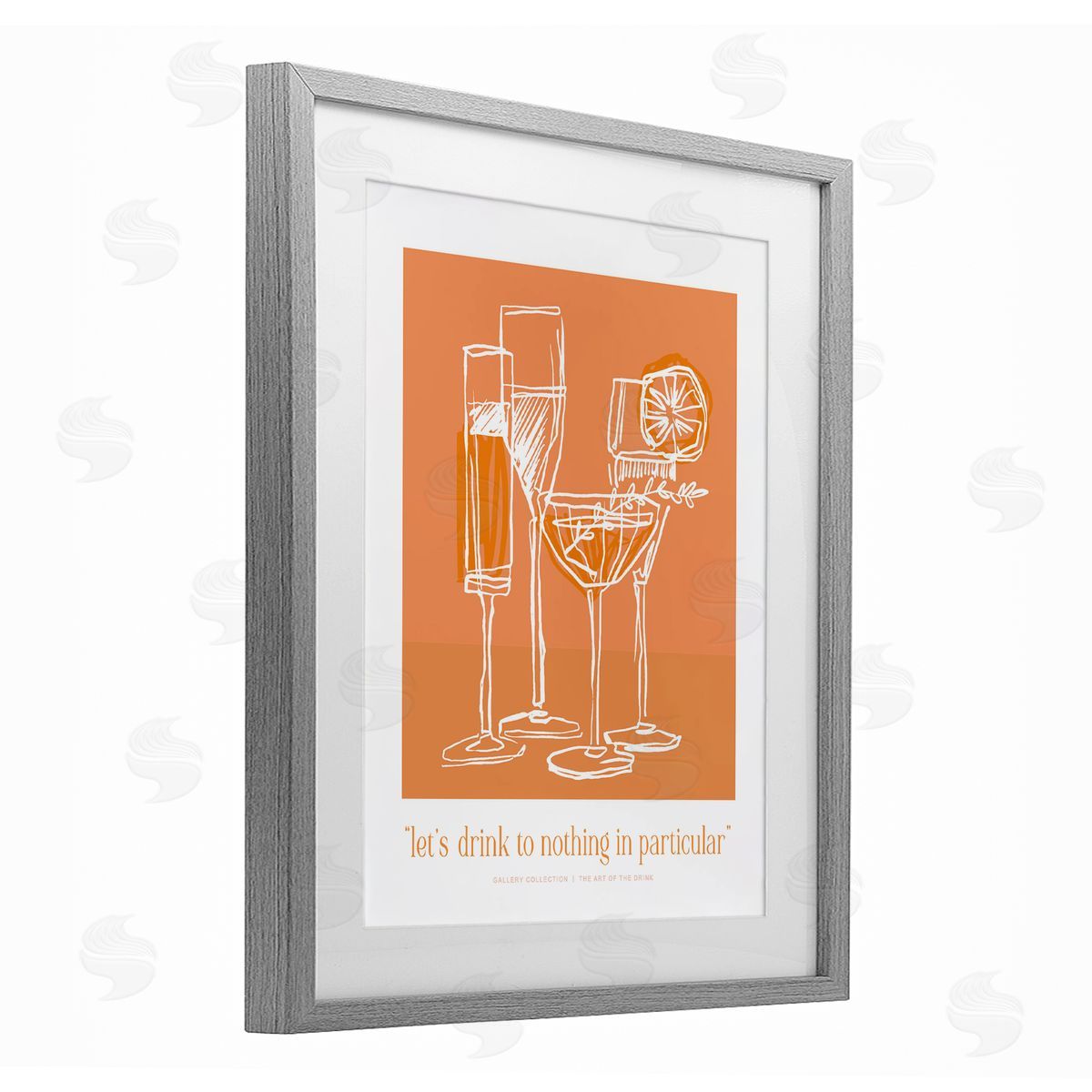 Lettered and Lined Orange Drink Toast Phrase Canvas Wall Art Print