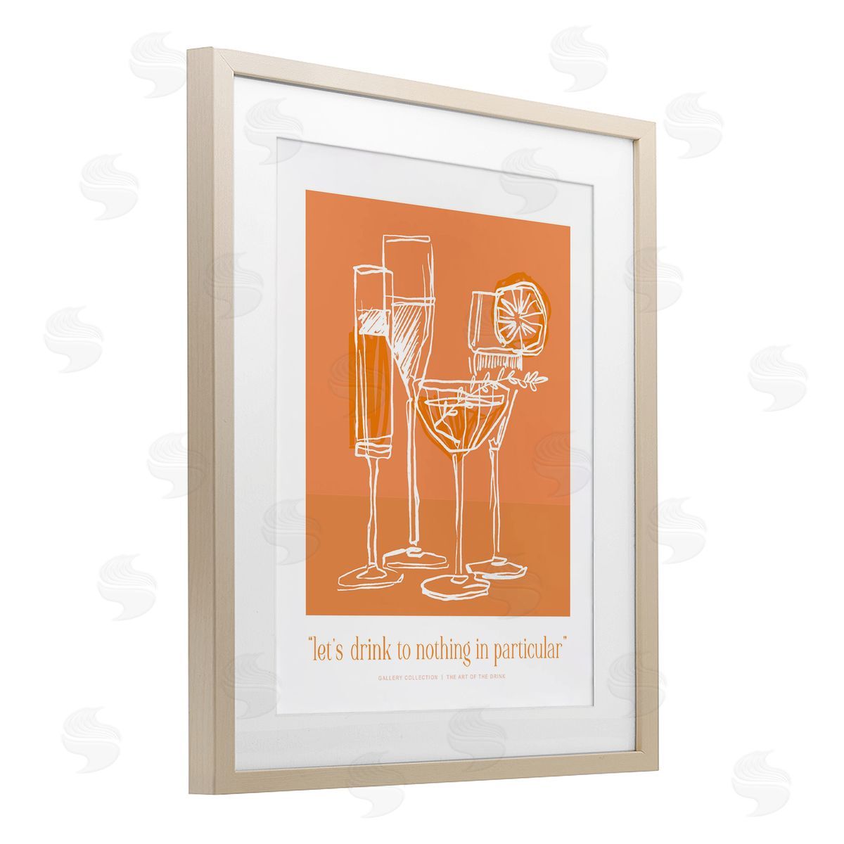 Lettered and Lined Orange Drink Toast Phrase Canvas Wall Art Print
