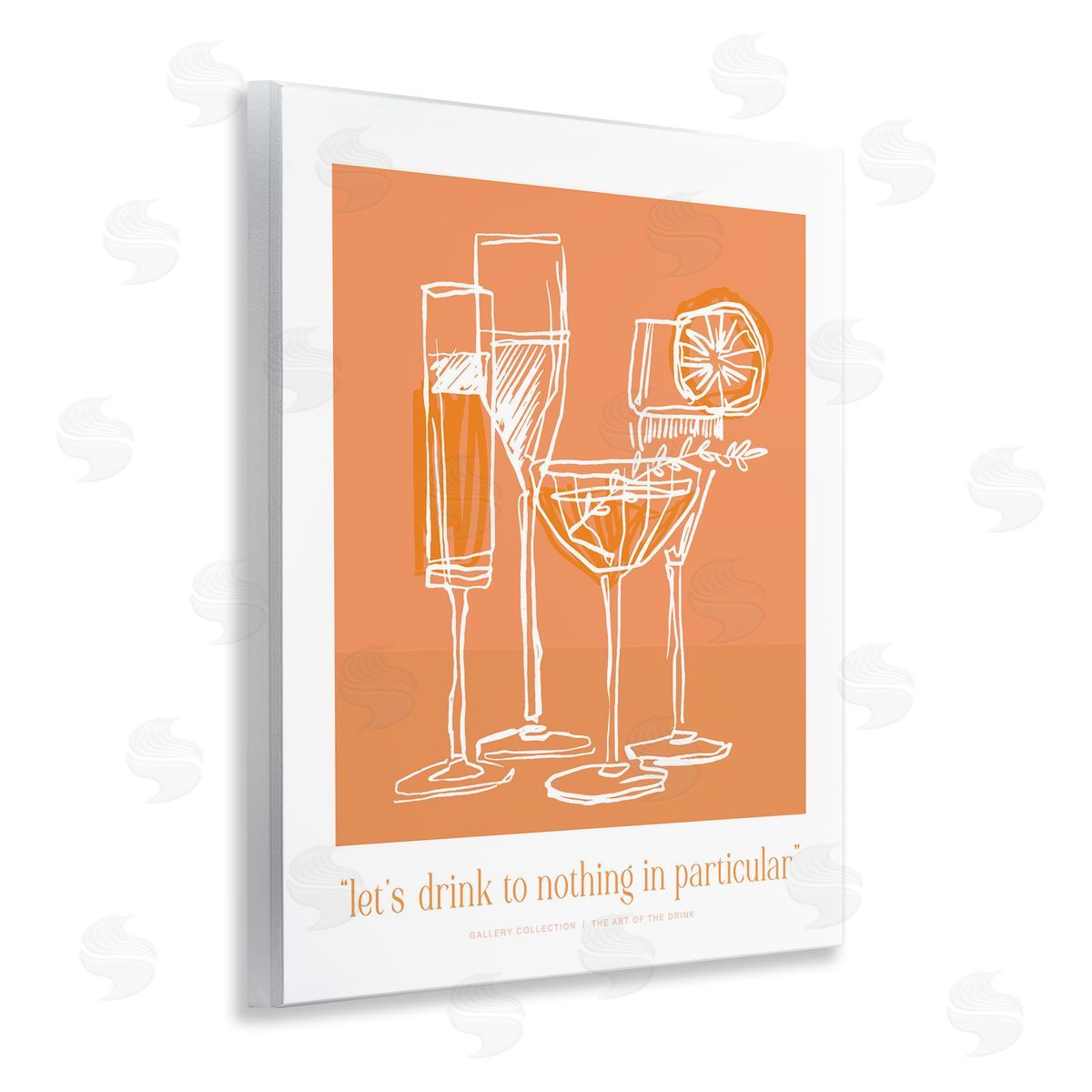 Lettered and Lined Orange Drink Toast Phrase Canvas Wall Art Print
