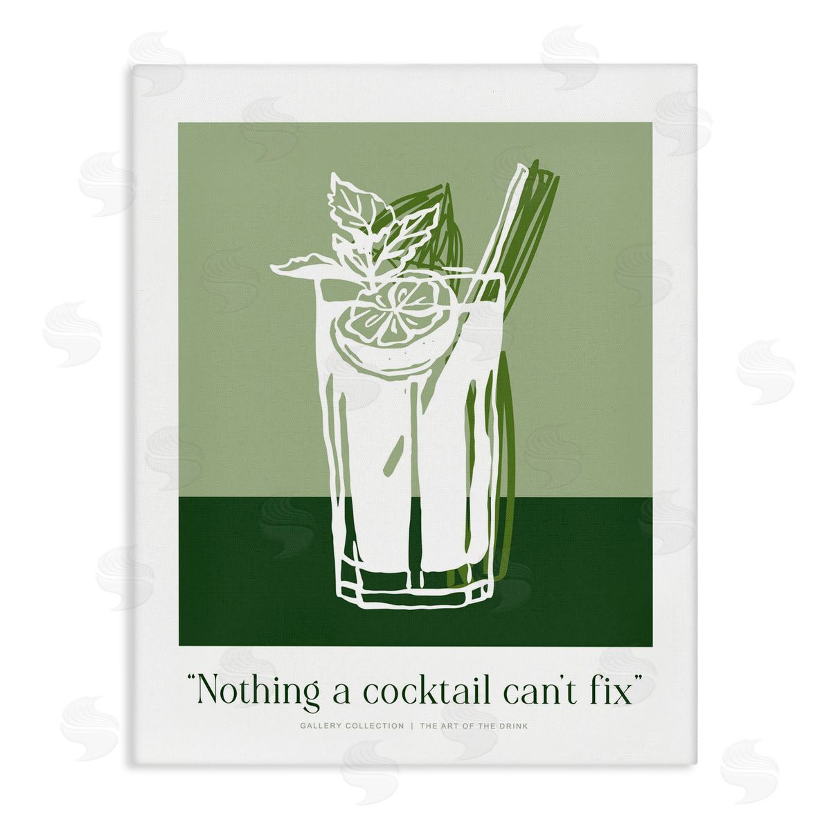 Lettered and Lined Green Cocktail Can't Fix Canvas Wall Art Print